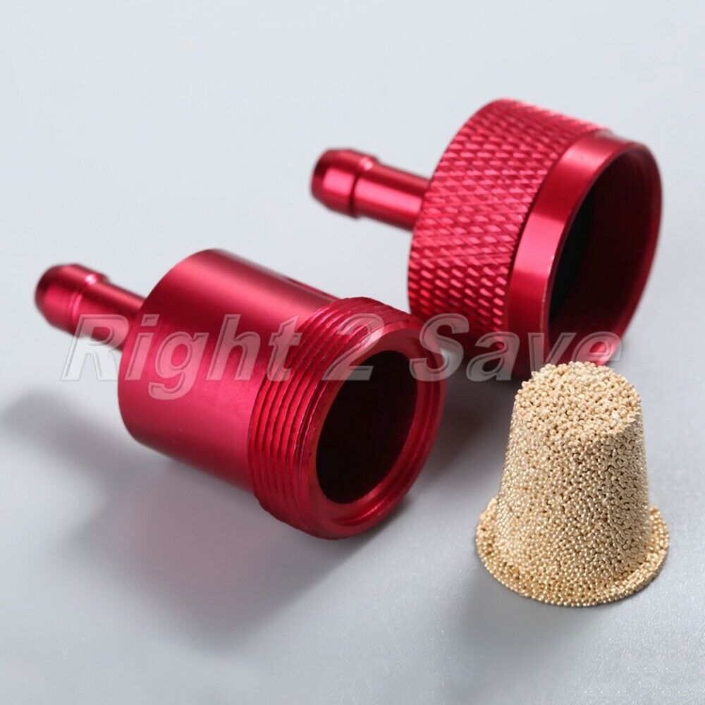 Universal Red Motor 1/4" 6mm Inline Fuel Oil Filter Cleaner CNC Aluminum Alloy