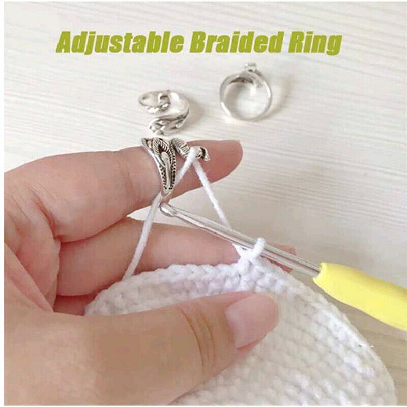 1X Adjustable Knitting Loop Crochet Loop Knitting Fish Ring Accessor.l8