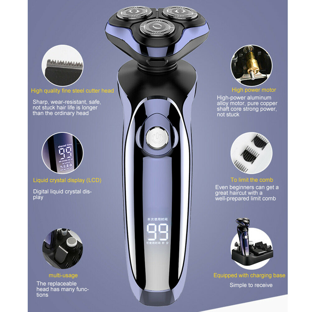 Men's 4D Electric Shaver Cordless Hair Trimmer Rotary Head Shavers Beard Trimmer