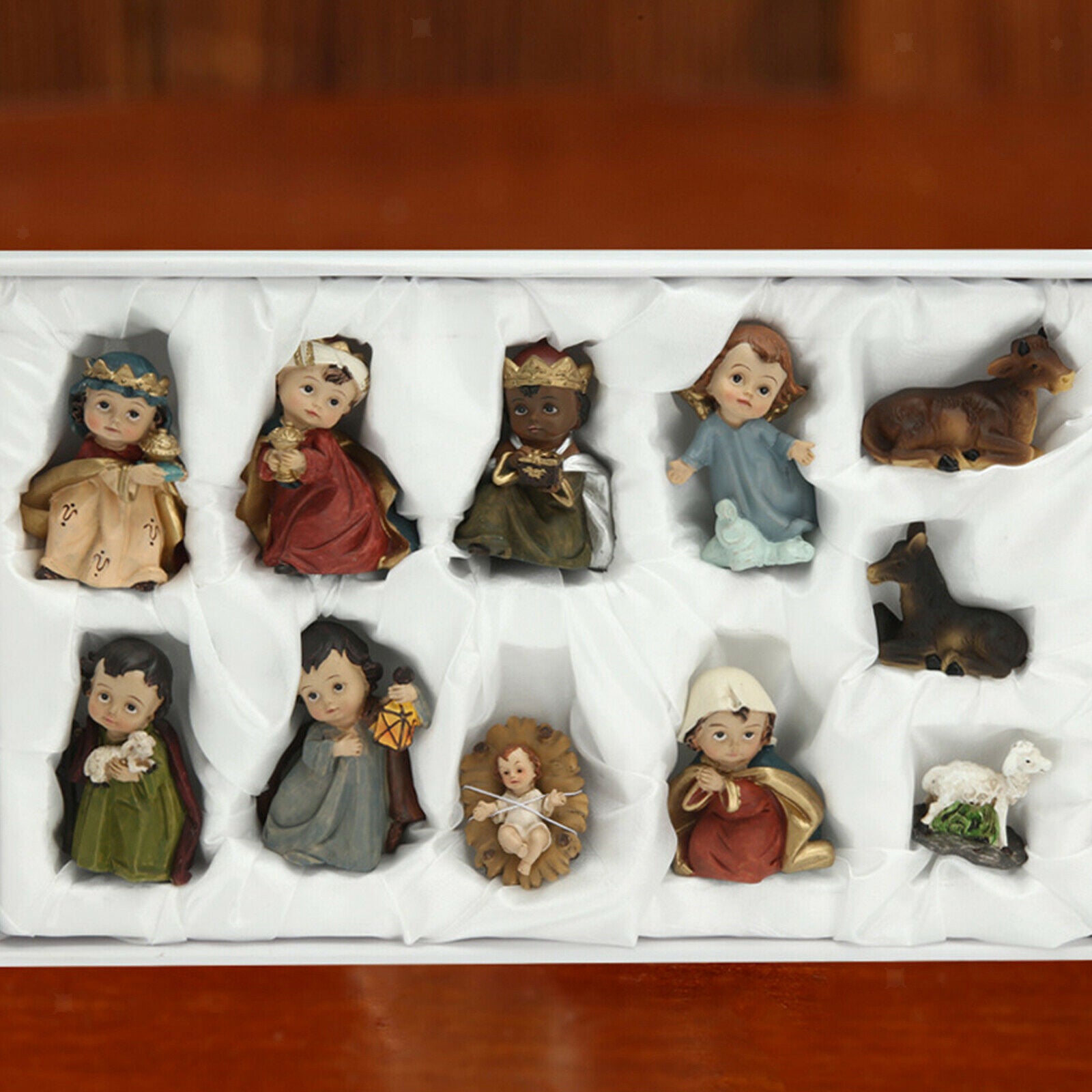 1 Set Statue Nativity Christmas Baby Jesus Manger Miniatures Present Table Deco