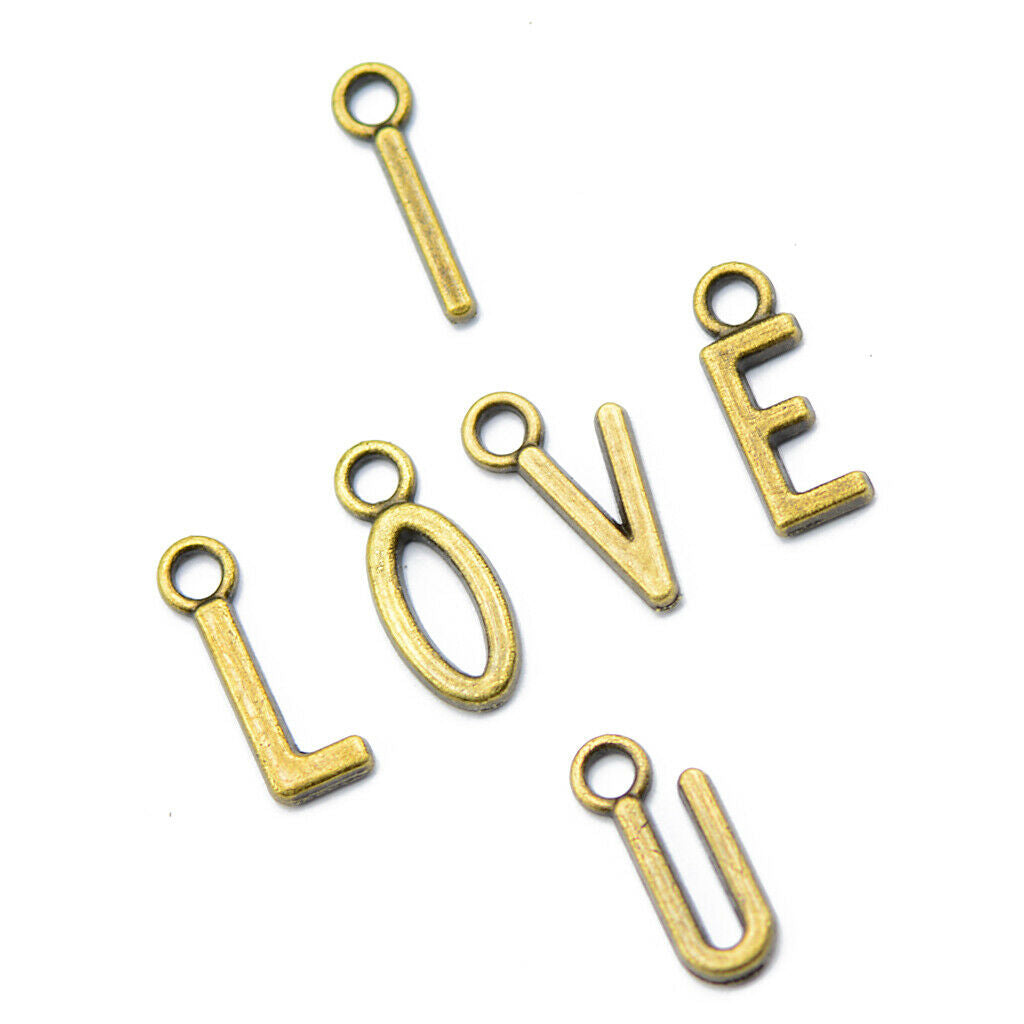 100 Pcs Mixed Alphabet ABC Letter Charms Pendant Jewelry Making Steampunk