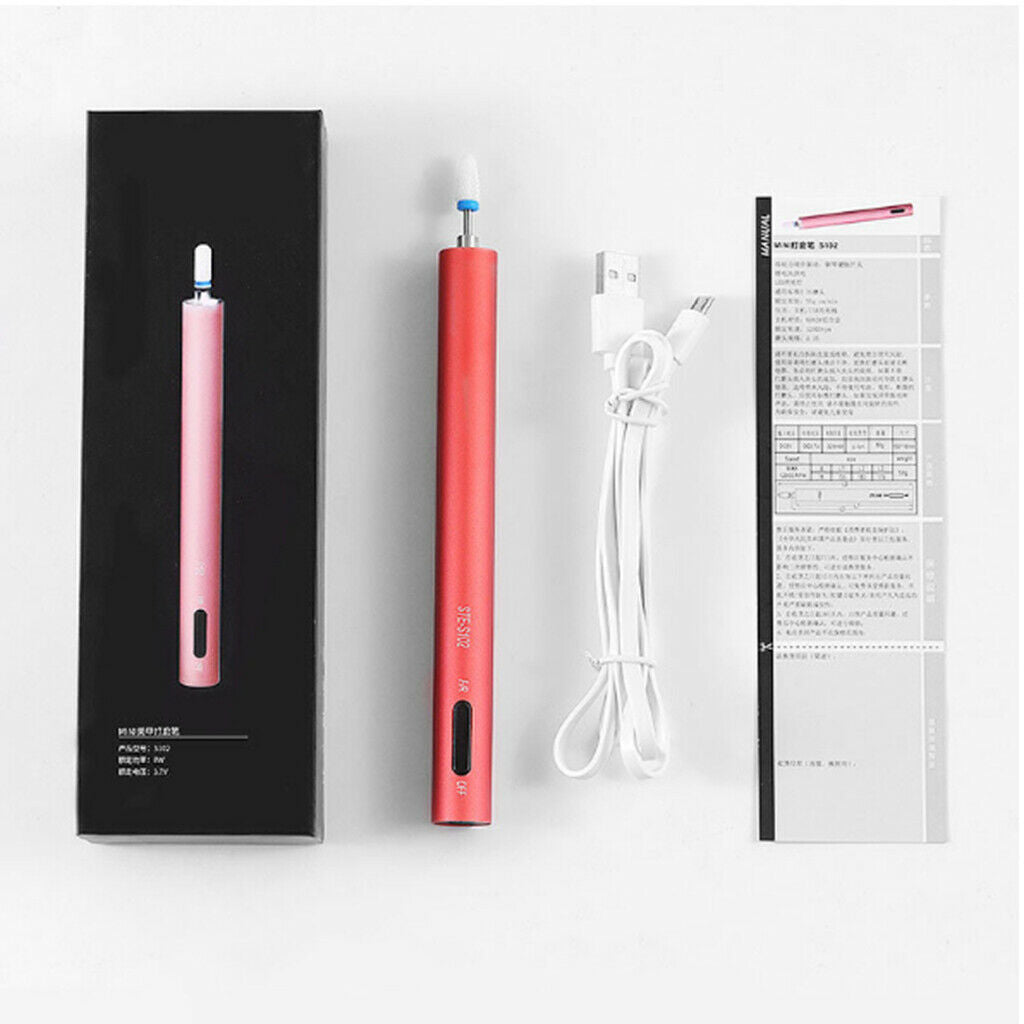 Lightweight Nail Drill Pen Silent Manicure Buffing Polisher Grinder Red
