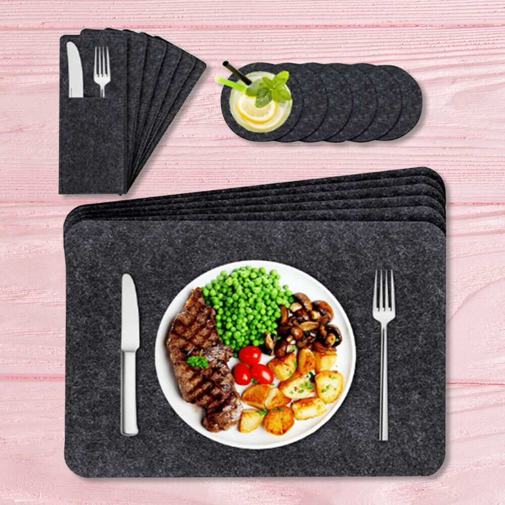 18pcs/set Felt Coaster Dining Table Protector Pad Heat Resistant Placemat @