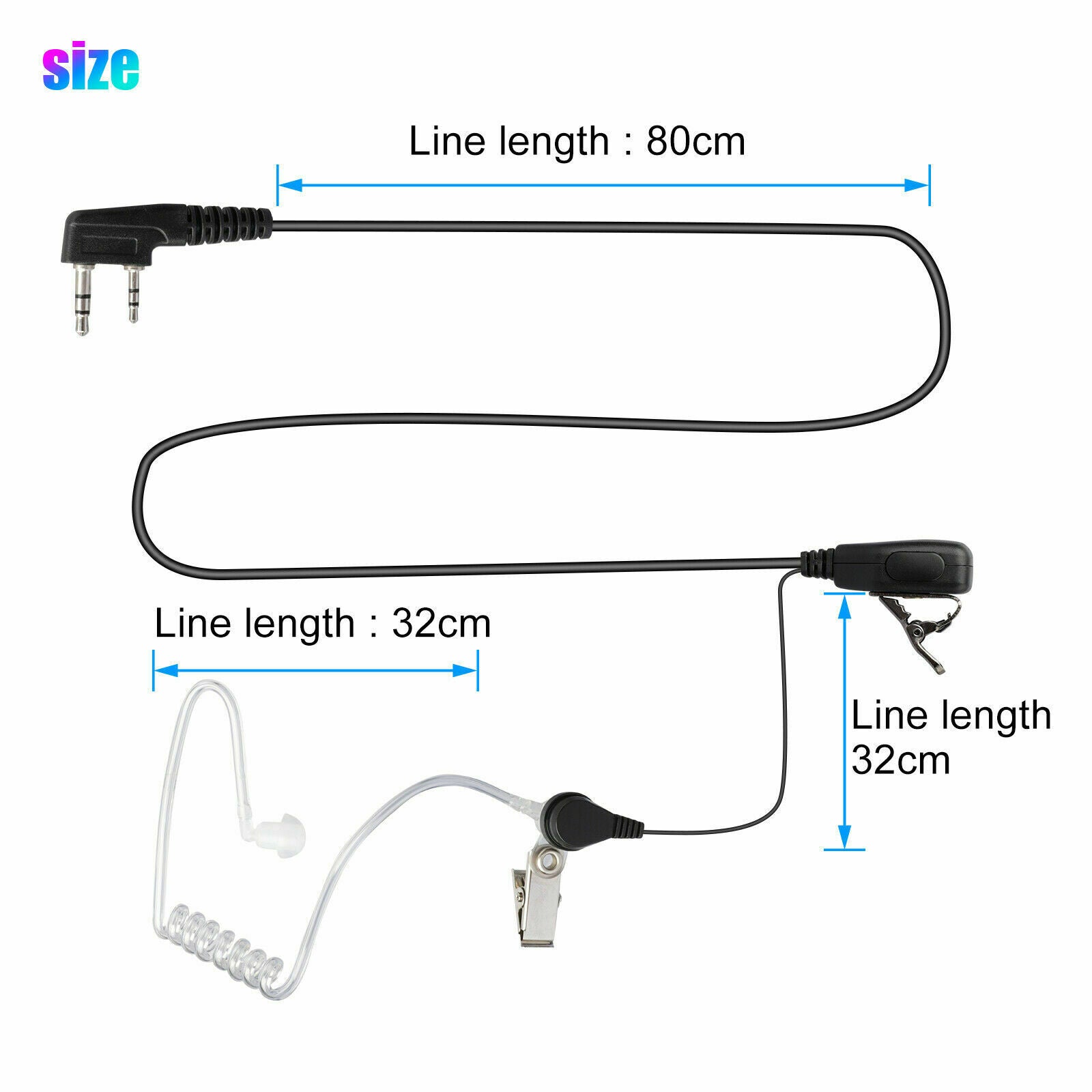 2 Pin Walkie Talkie Headset Earphone Earpiece for BAOFENG/BAOJIE/WEIERWEI Radio