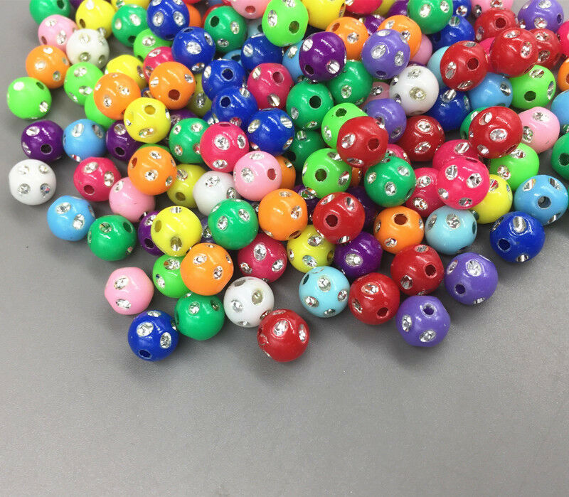400pcs Mixed color Round Acrylic Loose Beads crafts beads Beaded 8mm