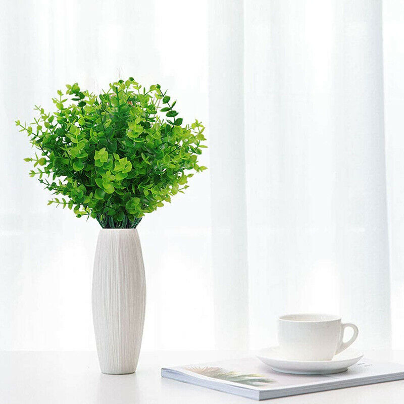 24 Pack Artificial Greenery Outdoor Plants Plastic Boxwood Shrubs Stems for Y6C2