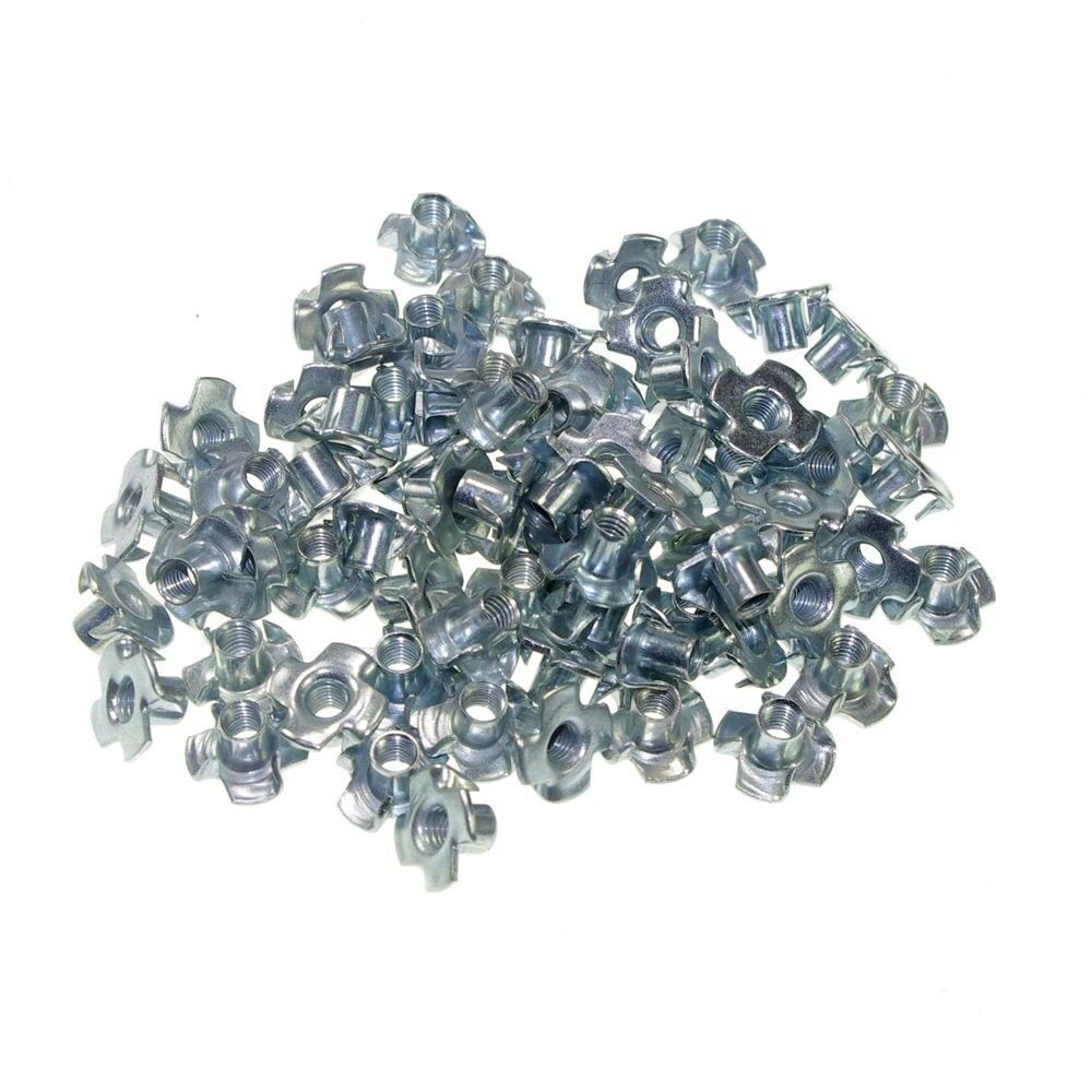 Lot100 Metric M3 Zinc Plated Steel T Nuts Blind Nuts 4 Prongs Knock In Wood