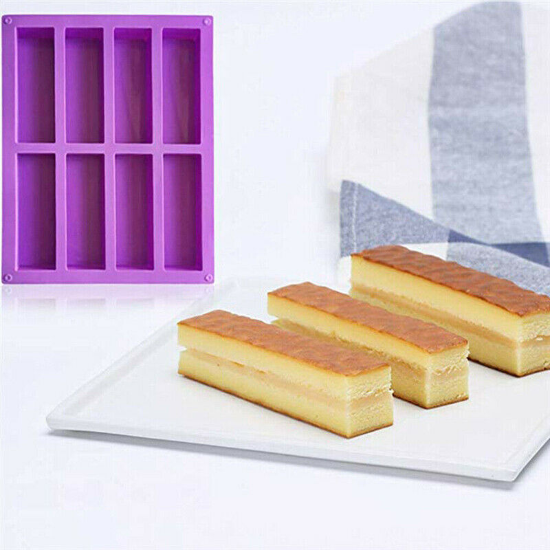 8 Cavity Silicone Rectangle Soap Mould Homemade DIY Cake Making Mold Craft