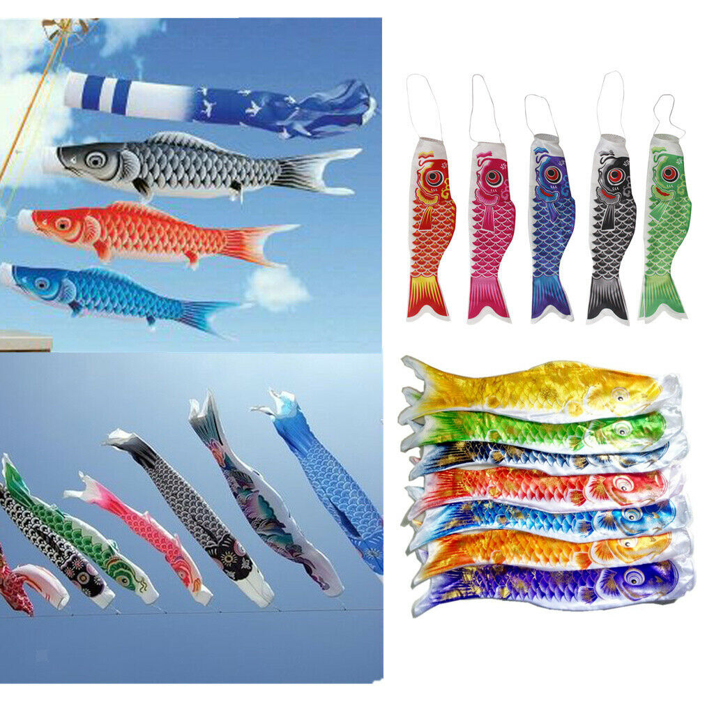 6Pcs Japanese Koi Koinobori Flag 55cm and 70cm Windsock Streamer Decor