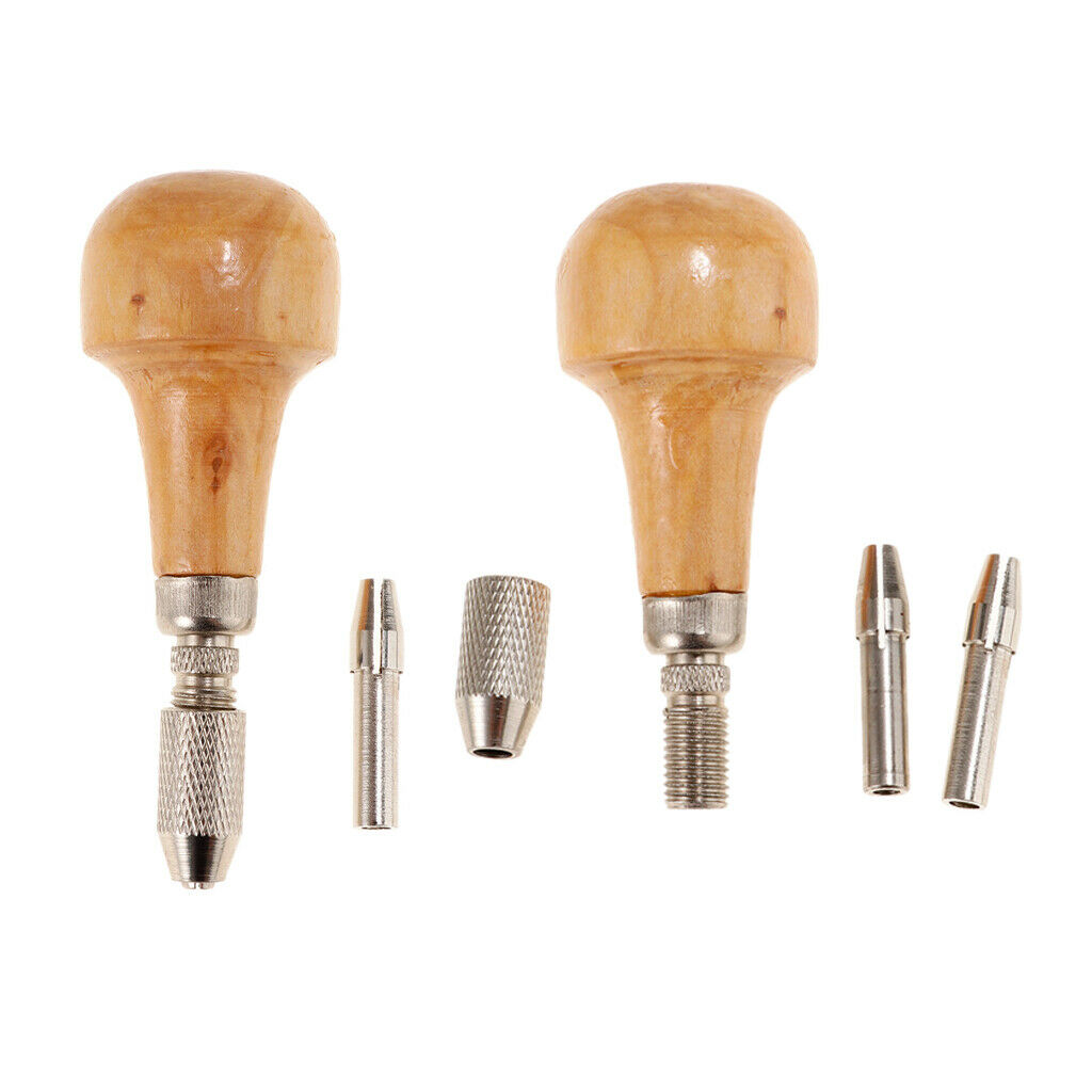 2 Sets Pin Vise Drill Bits Wood Handle Collet Watchmaking Jewelry Tool