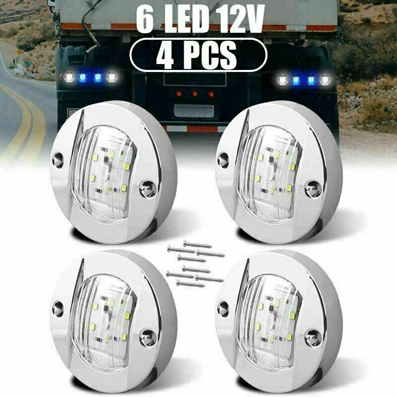 4X Blue 3" Round LED Side Marker Lights For Truck Trailer  Waterproof Clearance