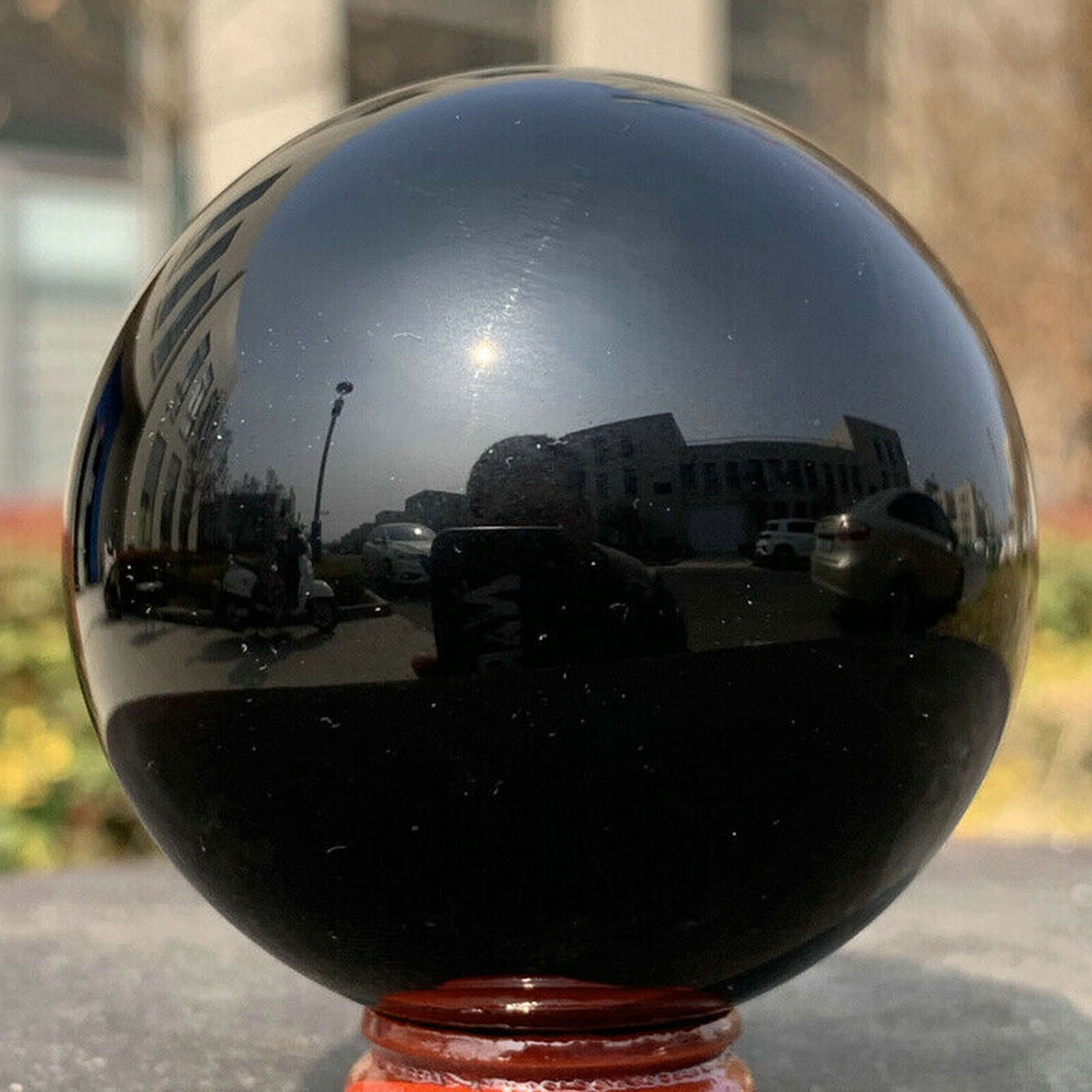 60mm Natural Black Obsidian Sphere Crystal Ball Healing Stone + Free Stand