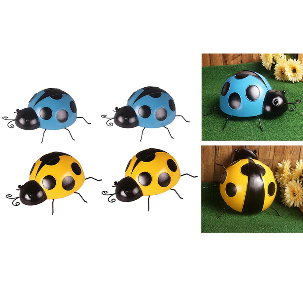 2/Pack Iron Ladybug Metal Animal Hanging Wall Art Crafts Hanging Indoor Outdoor