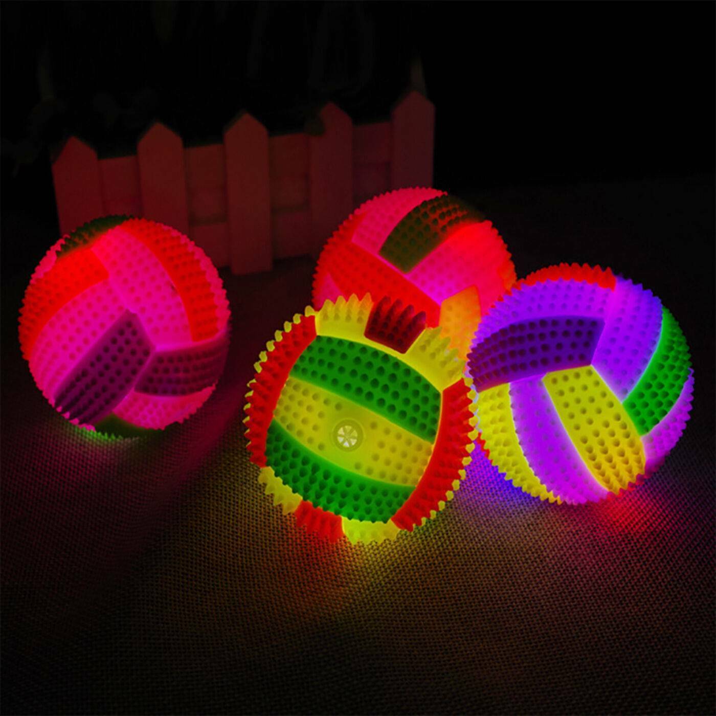 LED Volleyball Flashing Light Up Colors Changing Bouncing Hedgehog Ball Dog Toys