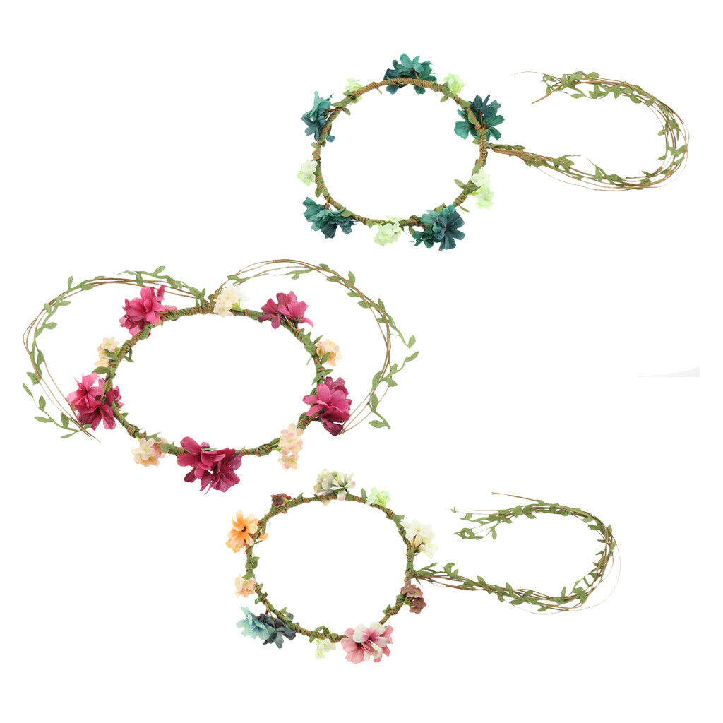 Women Flower Headband Floral Style Cross Head Wrap Hair Band Rose Red