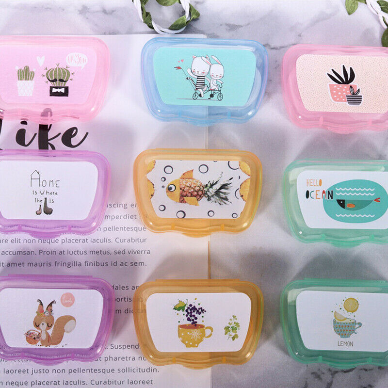 Cartoon Contact Lens Cases with Mirror Cute Contact Lens Box Square WomenBDAU