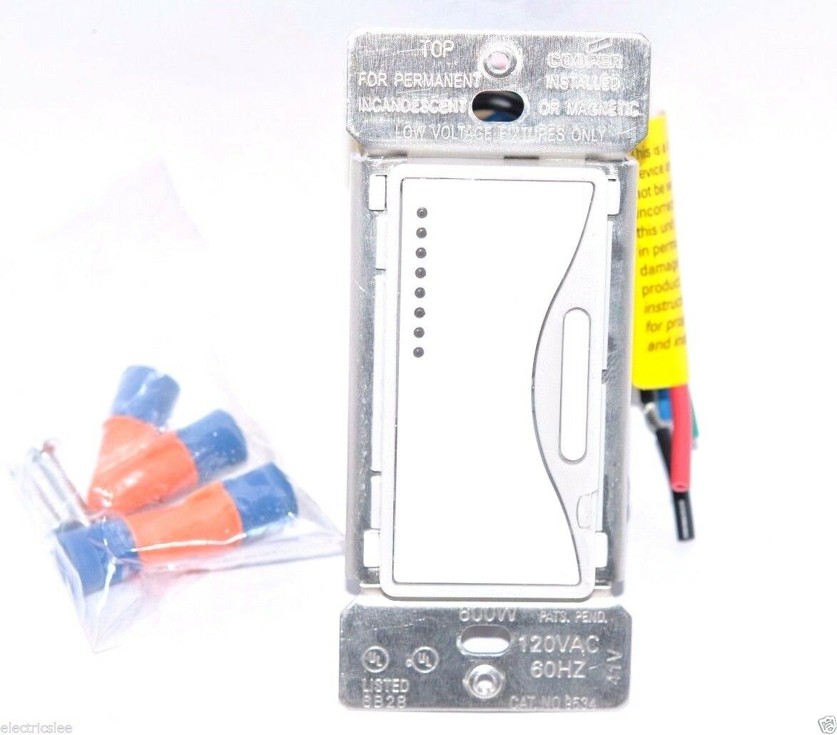 1pcs - COOPER 9534WS ASPIRE 600W 120VAC Smart Dimmer Master Switch - White