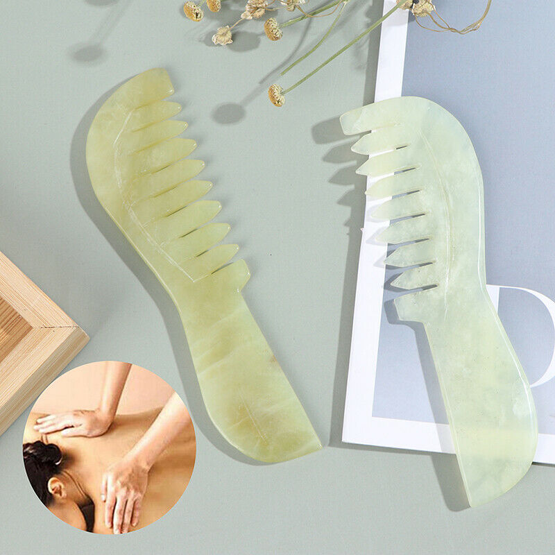 Natural Jade Stone Comb Gua Sha Tools Scraping Health Massage Comb Head M.l8