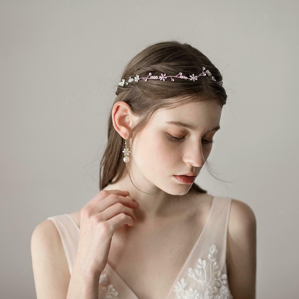 Wedding Bridal Floral Crystal Beads Headband Halo Prom Headpiece  Type 1
