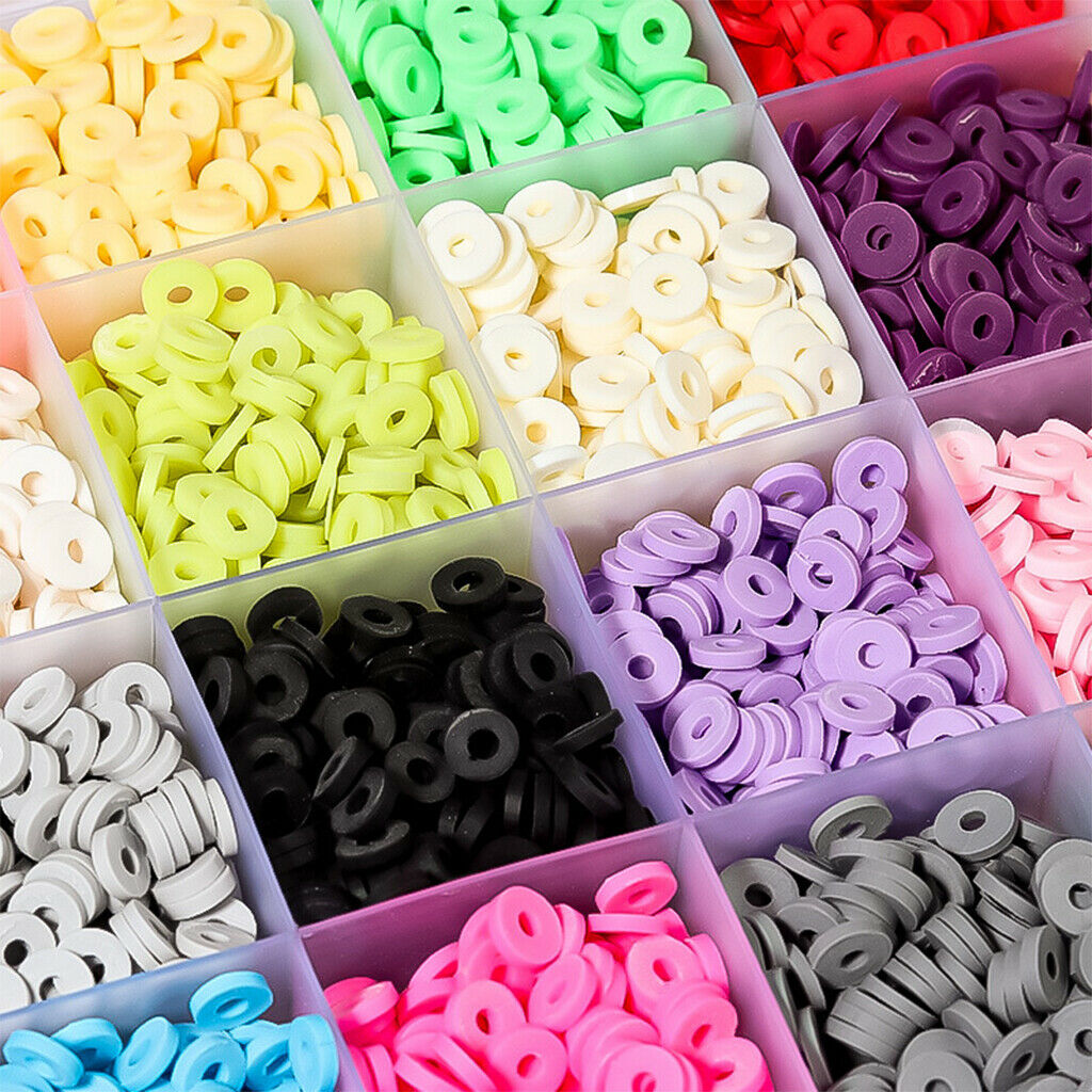 Clay Heishi Beads Flat Round Polymer Clay Disc Beads Handmade 24 Colors 6mm