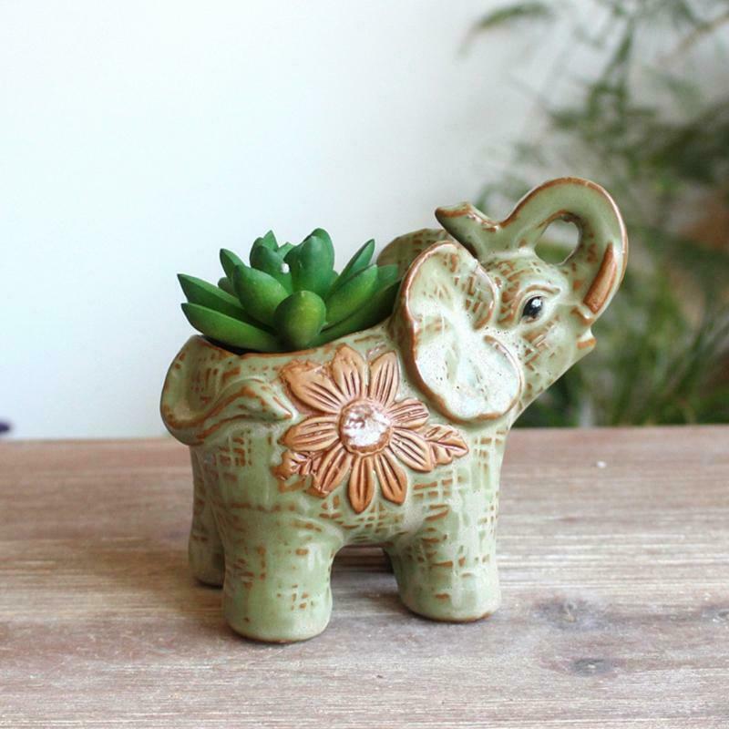 Animal Shaped Cartoon Flower Pot Elephant Vase Pot Succulent Plants Home Decor