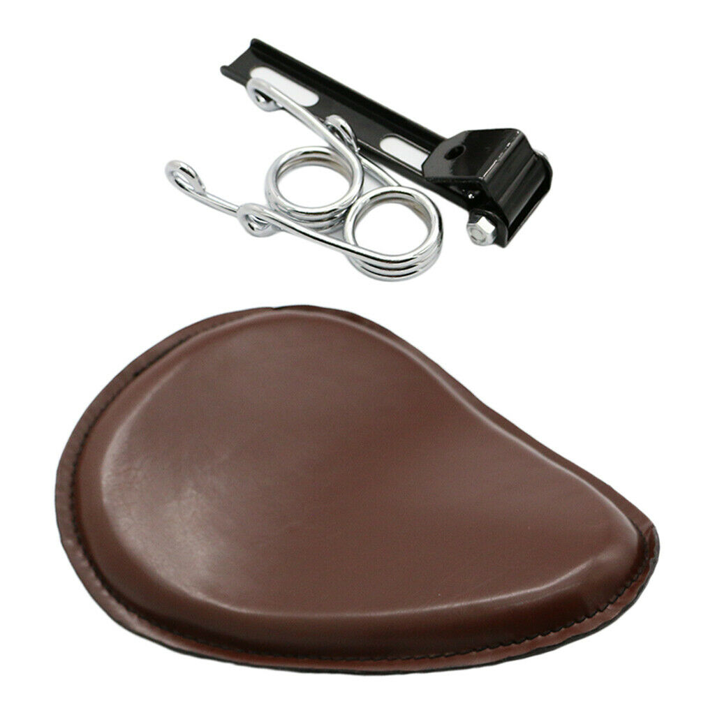 Motorcycle saddle solo seat kit made of PU leather, brown, 31 x 26 x 3 cm