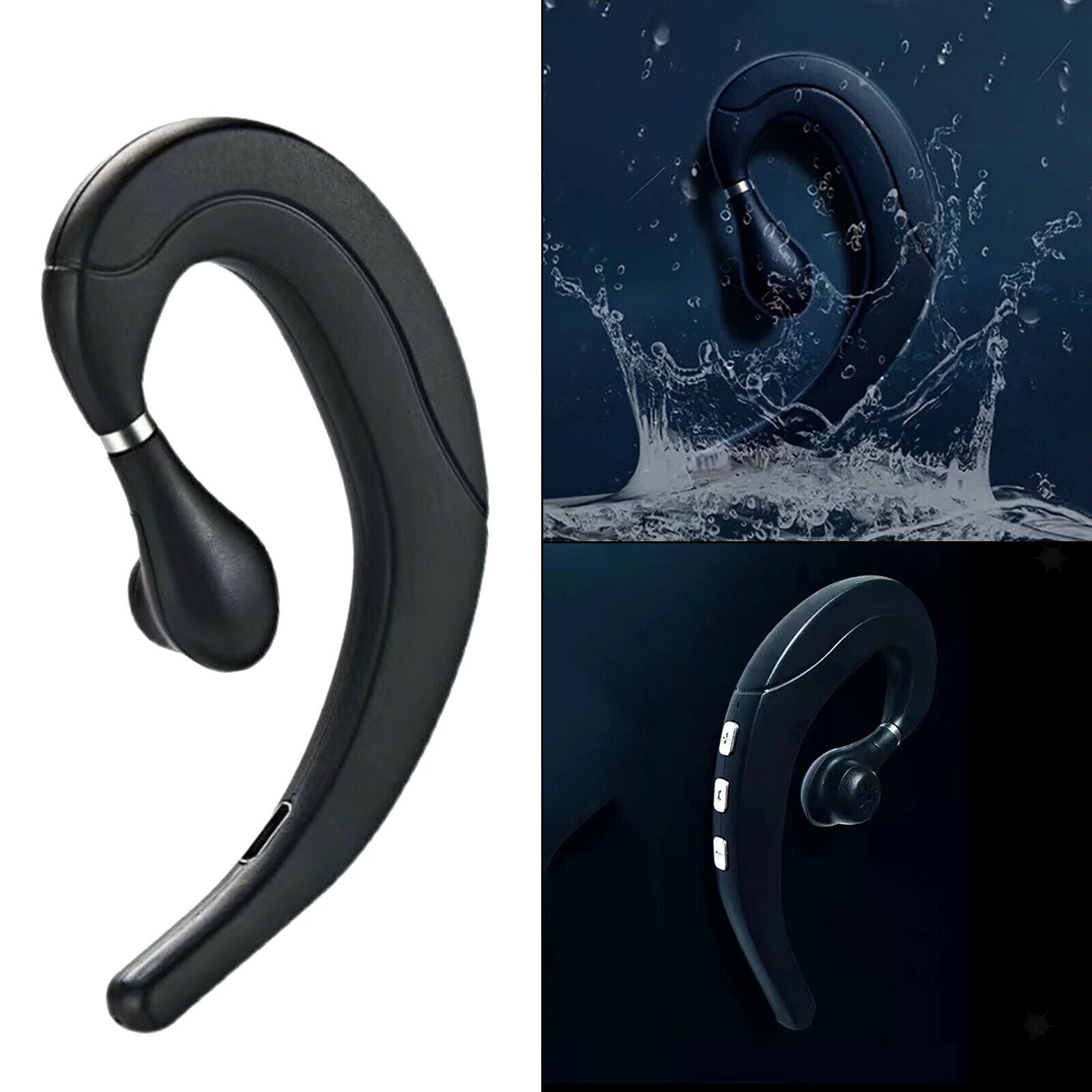 Single Bone Conduction Earpiece Hands Free Lightweight Earphone Cell Phones