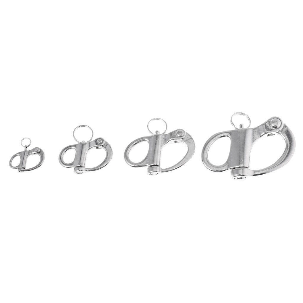 4pcs Multifunctional 304 Stainless Steel Spring Carabiner Fixed Bail Snap