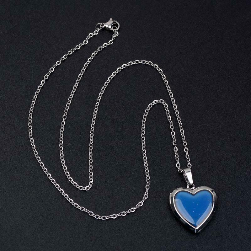 Temperature Sensitive Color Change Pendant Necklace with Stainless Steel Chain