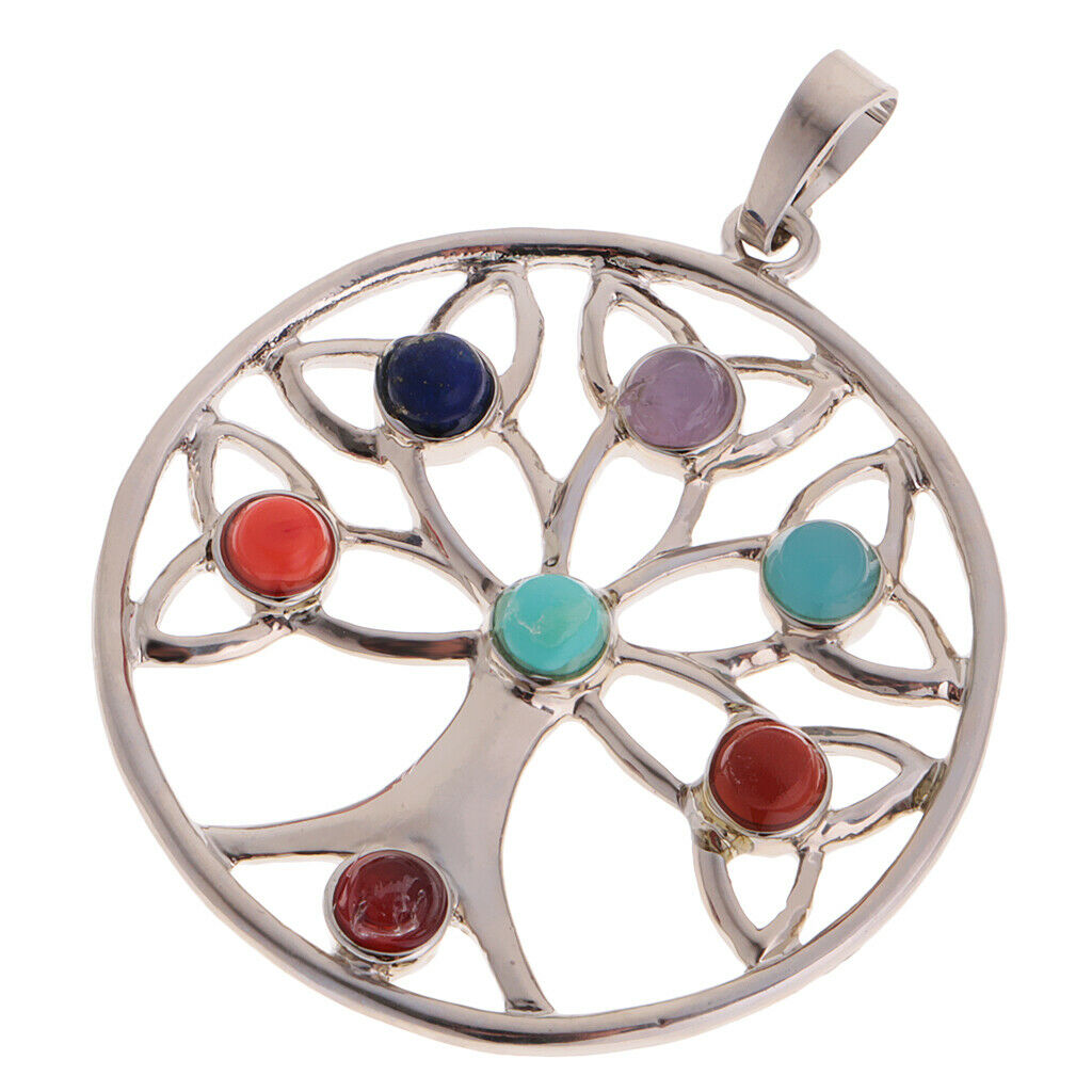 Fashion Women Men's Multi-color Gemstones Tree of Life Charm Pendant Jewelry