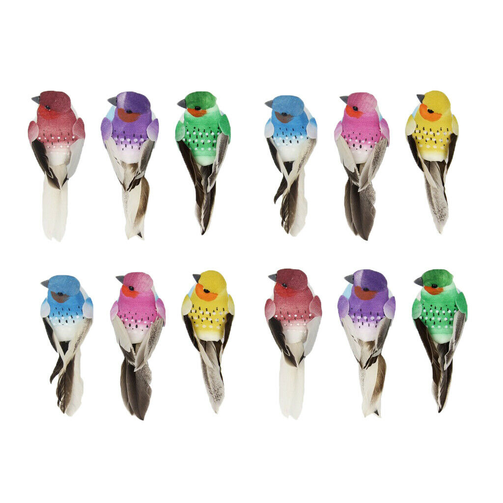 12x Colourful Artificial Foam Birds DIY Craft Garden Ornaments Party Decor