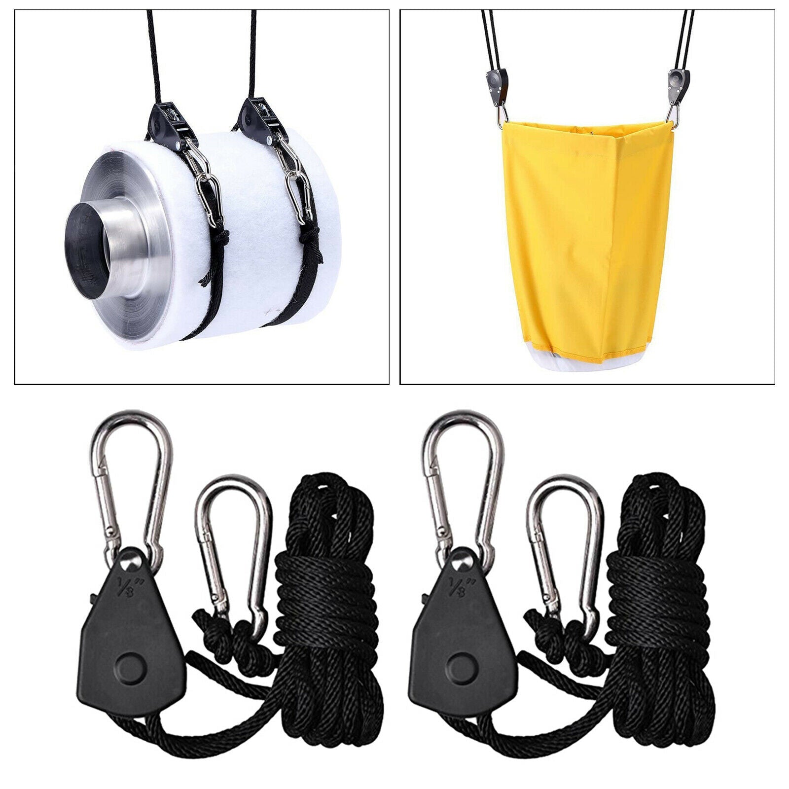 1 Pair Ratchet Lock Tie Down Strap Heavy Duty Kayak Canoe Boat Rope Hanger