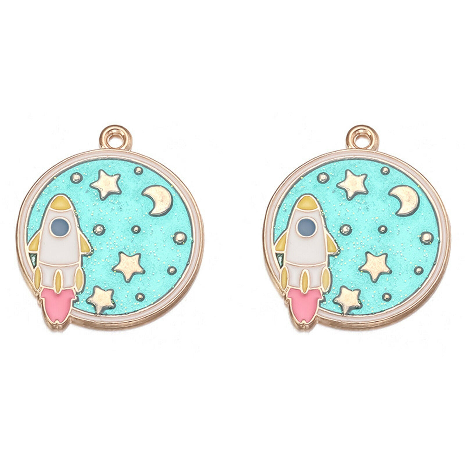 20x Cartoon Charms Mini Space Enamel Pendants for Keychain Jewelry Making