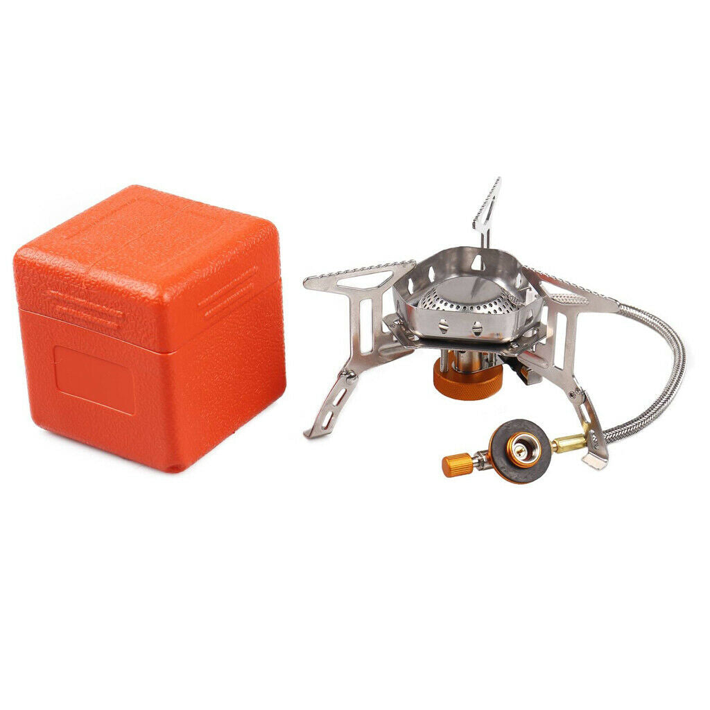 Windproof Camping Stove Backpacking Gas Stove Piezo Ignition Burner