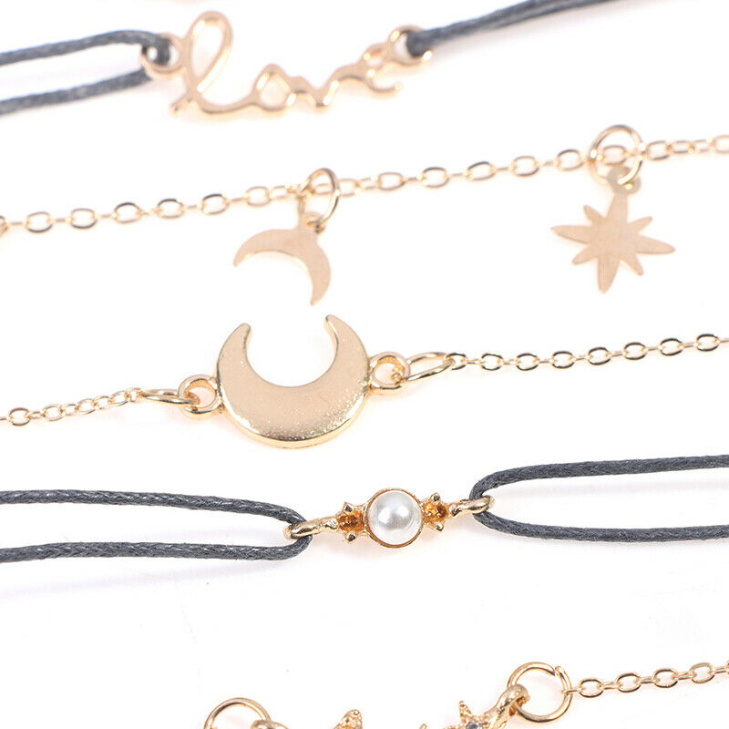 6Pcs/set Bohemian Star Moon Bracelets Bangles Women Wrist Chain Bracele.l8