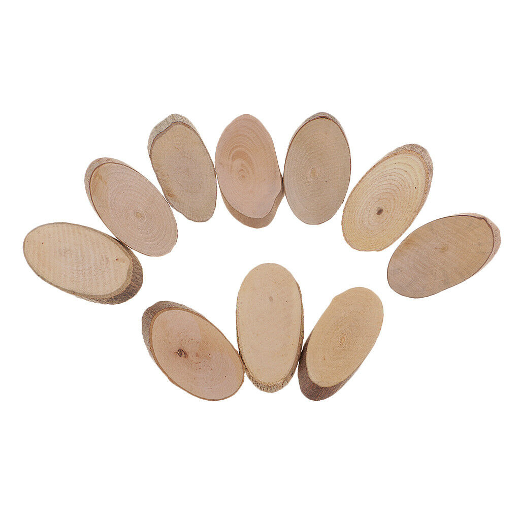 10pcs Wood Oval Log Slices Tree Bark Discs for Wood Crafts Woodworking 6cm