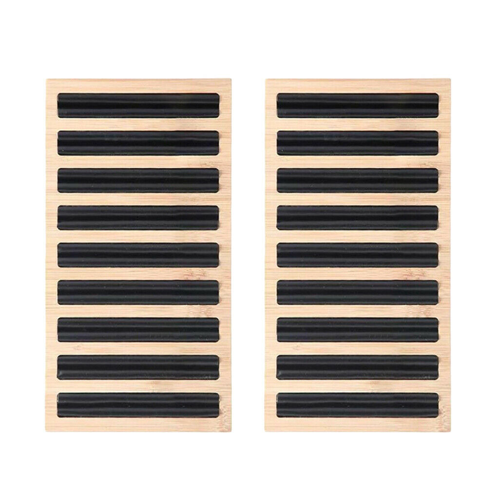 2Pcs Bamboo Wooden Jewelry Display Plate Shop Rings Earrings Storage Stand