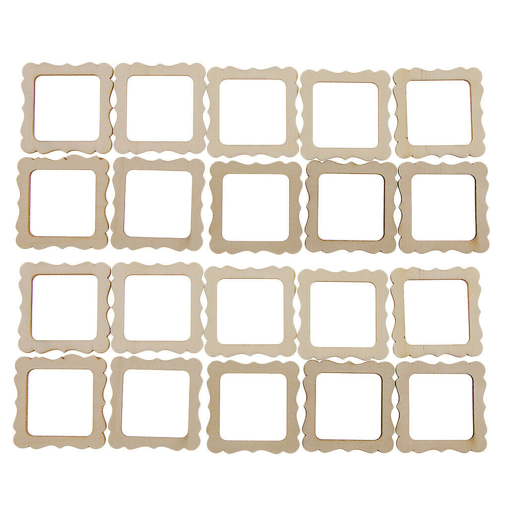20 Rustic Small Wood Frame Shapes, MDF, Decoupage Wooden Embellishments, for DIY