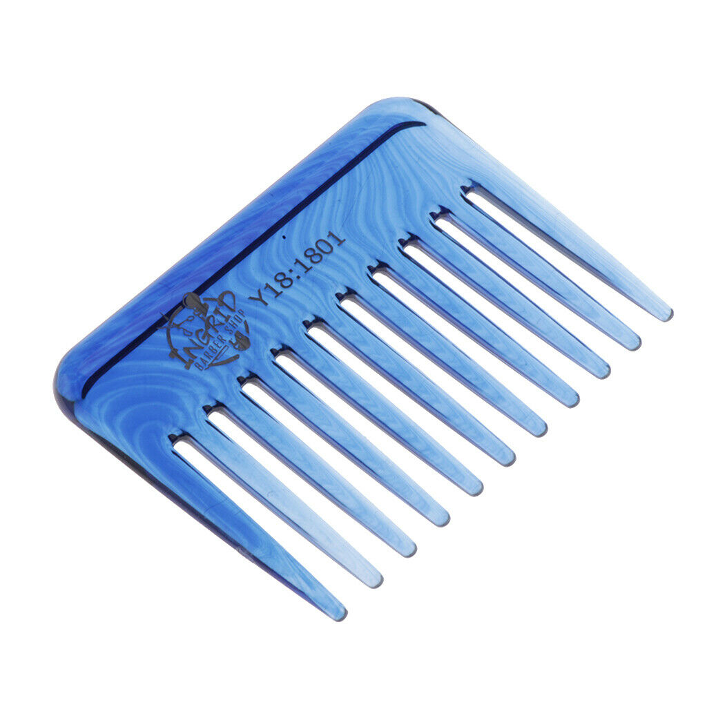 Wide-Teeth Detangling Curly Hair Comb Mens Back Head Styling Oil Comb Blue