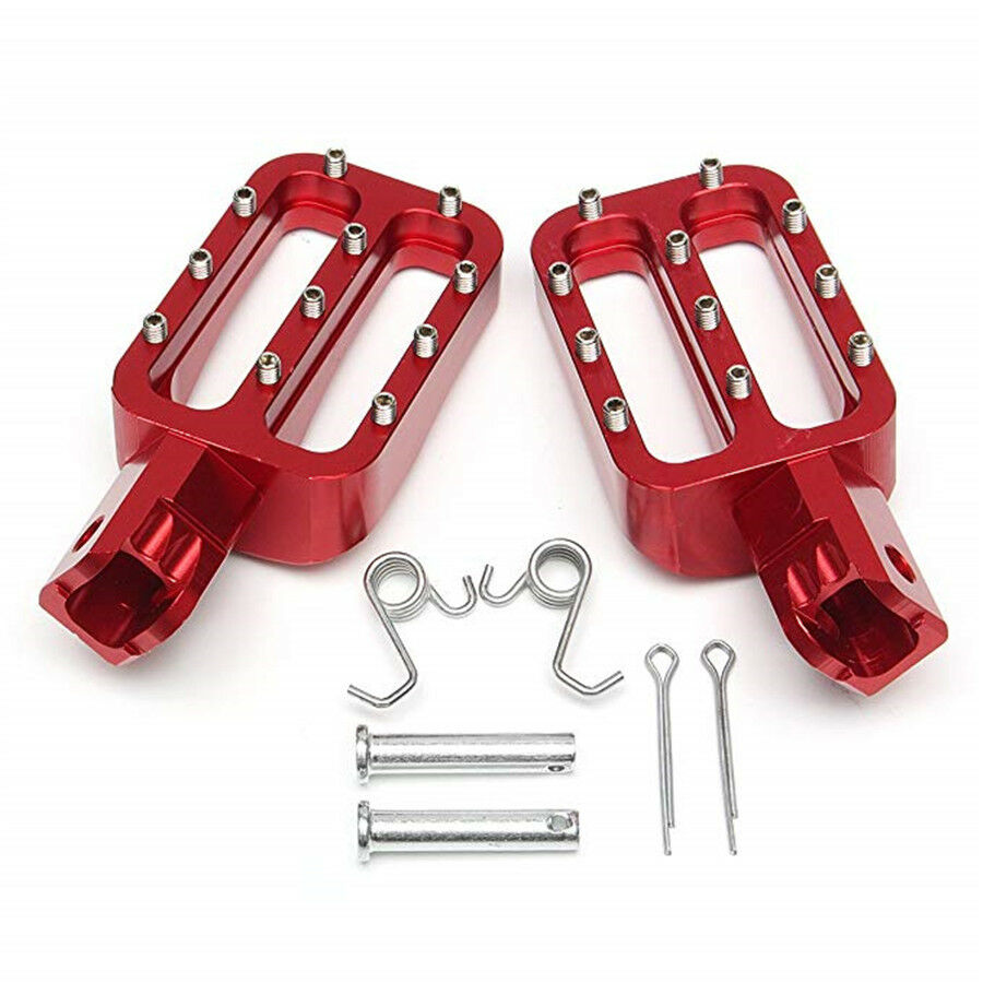 2x Wear-resistance Red Motorcycle Foot Pegs Footrests More Controllable&Comfort