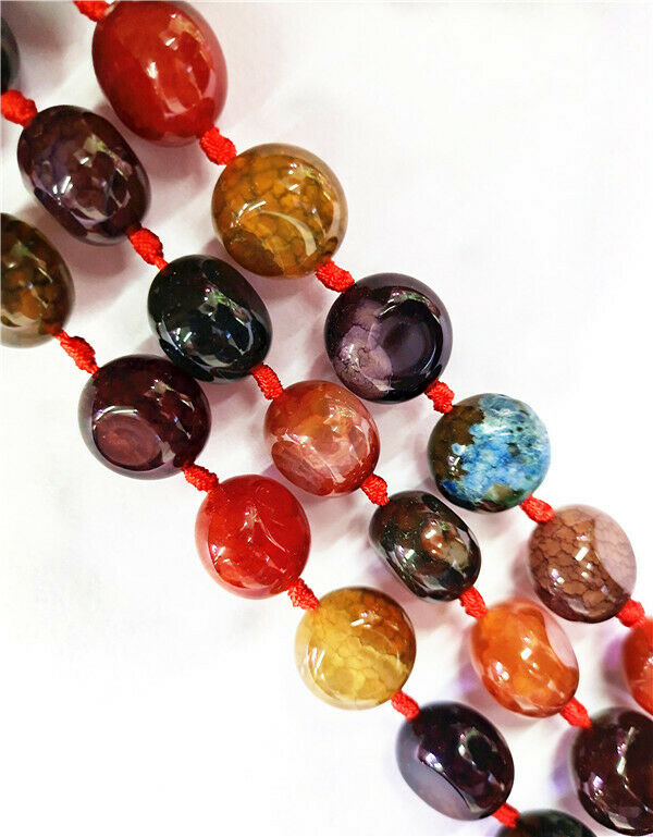 1 Strand 18x13mm Colorful Dragon Veins Agate Round Loose Beads 15.5inch HH8513