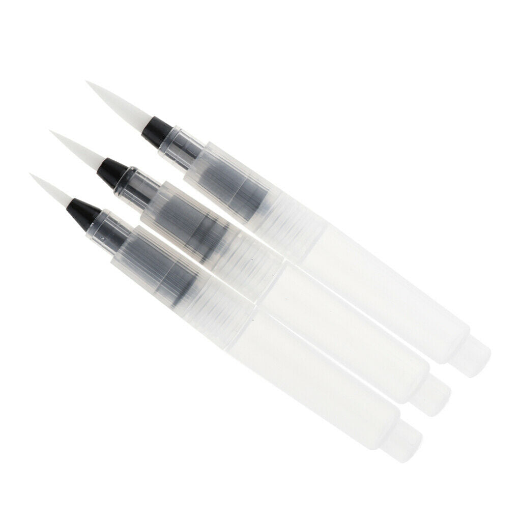 3 Pcs Refillable Brush Water Brush Ink Pen Water Color Soft