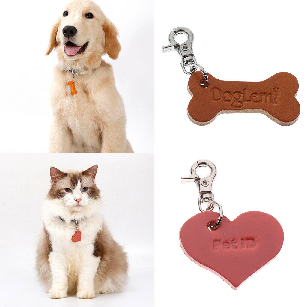 Pet Dog Cat Identity ID Tag Collar Puppy Metal Neck Pendant Keychain Heart