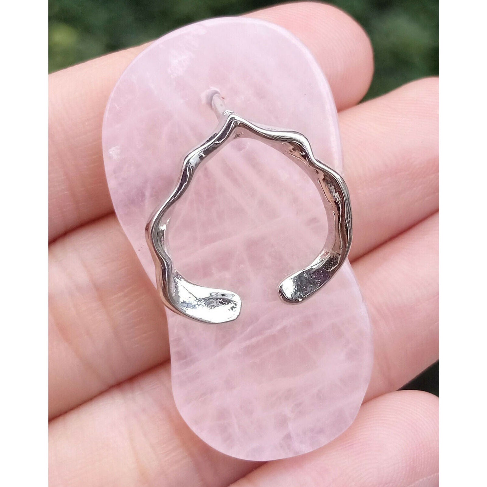 Rose Quartz stone Flip-flop Pendant Chakra Reiki Healing Amulet Energy