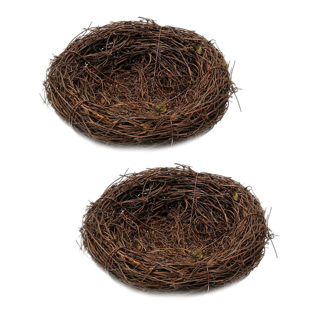 2x Brown Bird Nest Birdhouse Small Birds Bedding Holiday Decoration 6cm