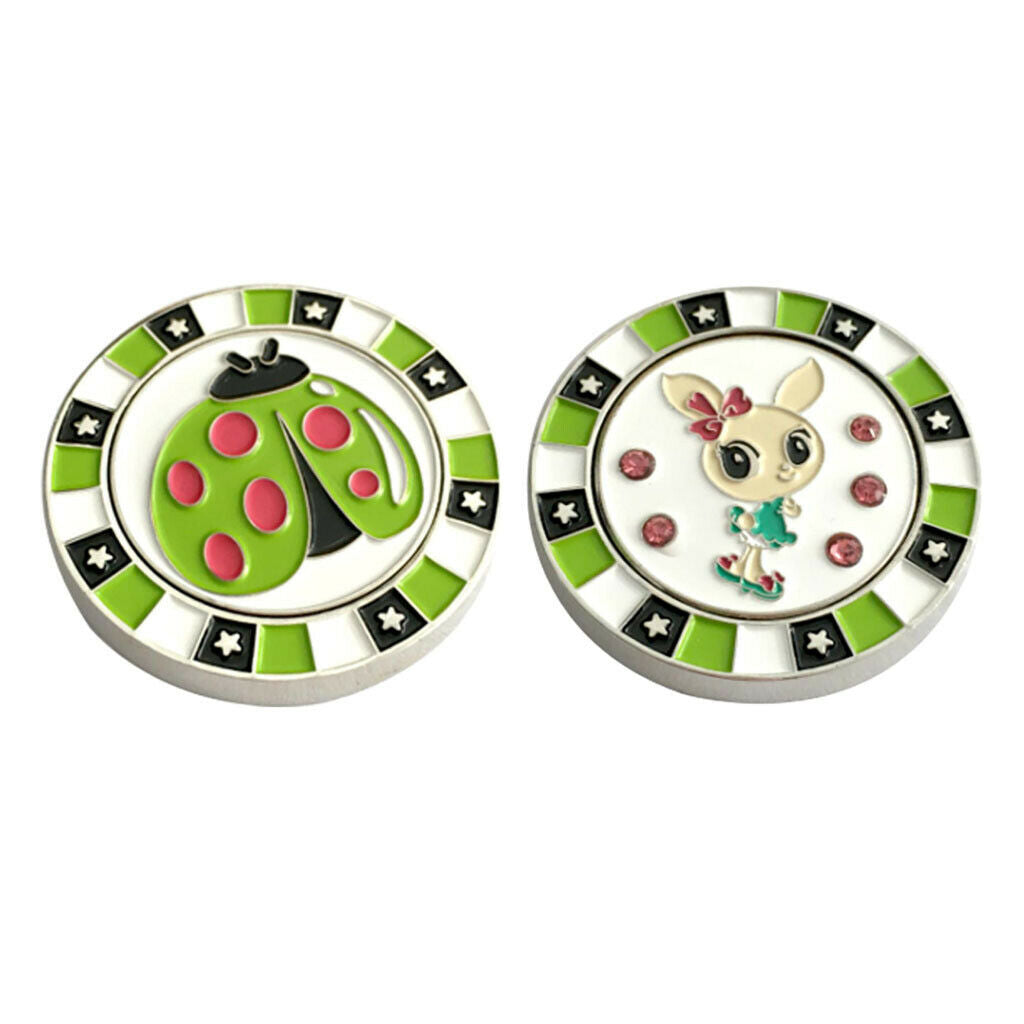 2 Packs Magnetic Crystal Golf Hat Clip Ball Marker Putt Tool Mark Signal