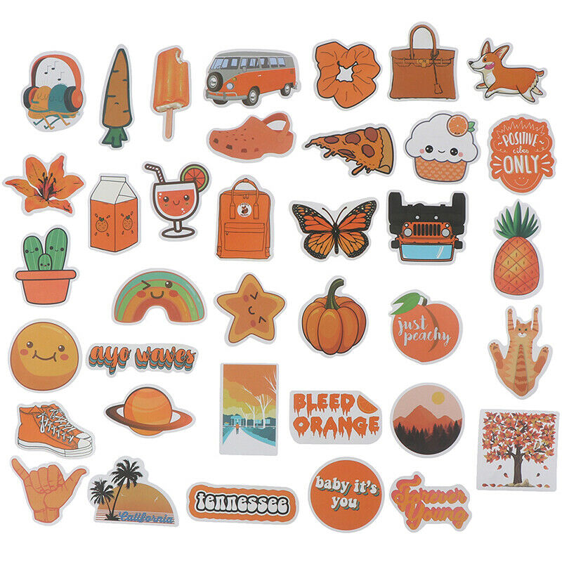 50X Orange Stickers Skateboard Laptop Luggage Guitar Bike Car Bomb Decals_DD