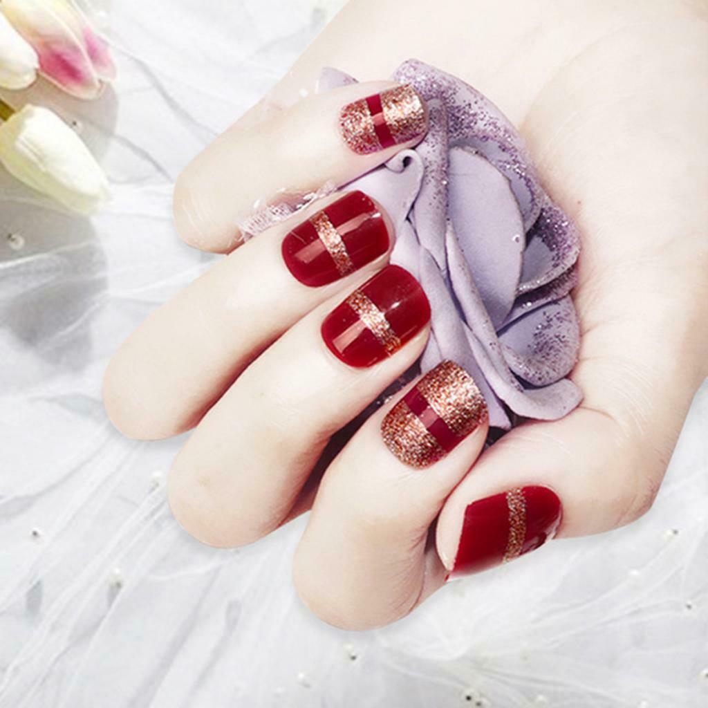 Lot 24 Natural Beauty Artificial Nails Art Tips Sets Full Cover Nails for Daily