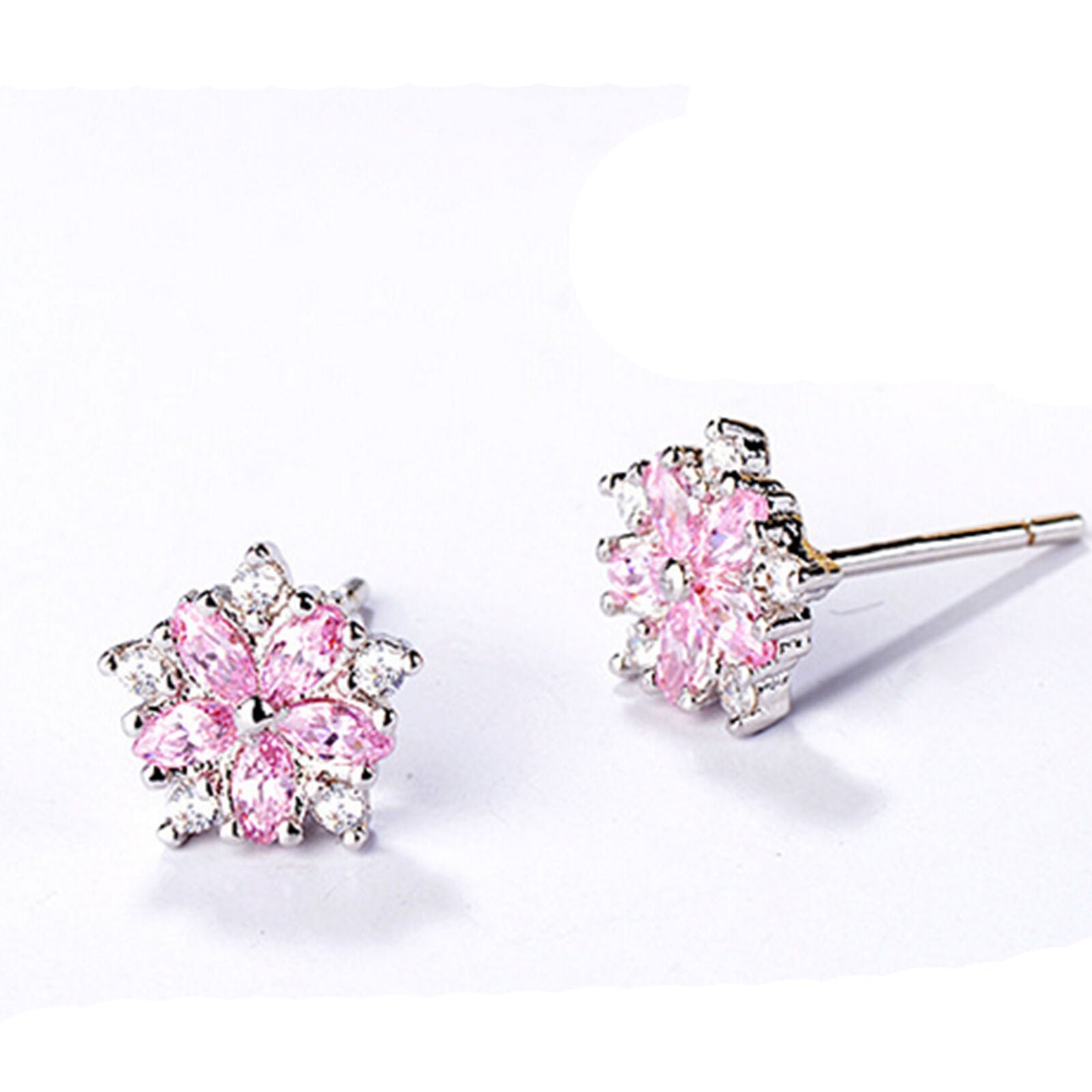 Elegant Fashion Women Lady Flower Crystal Rhinestone Ear Stud Earrings Jewelry