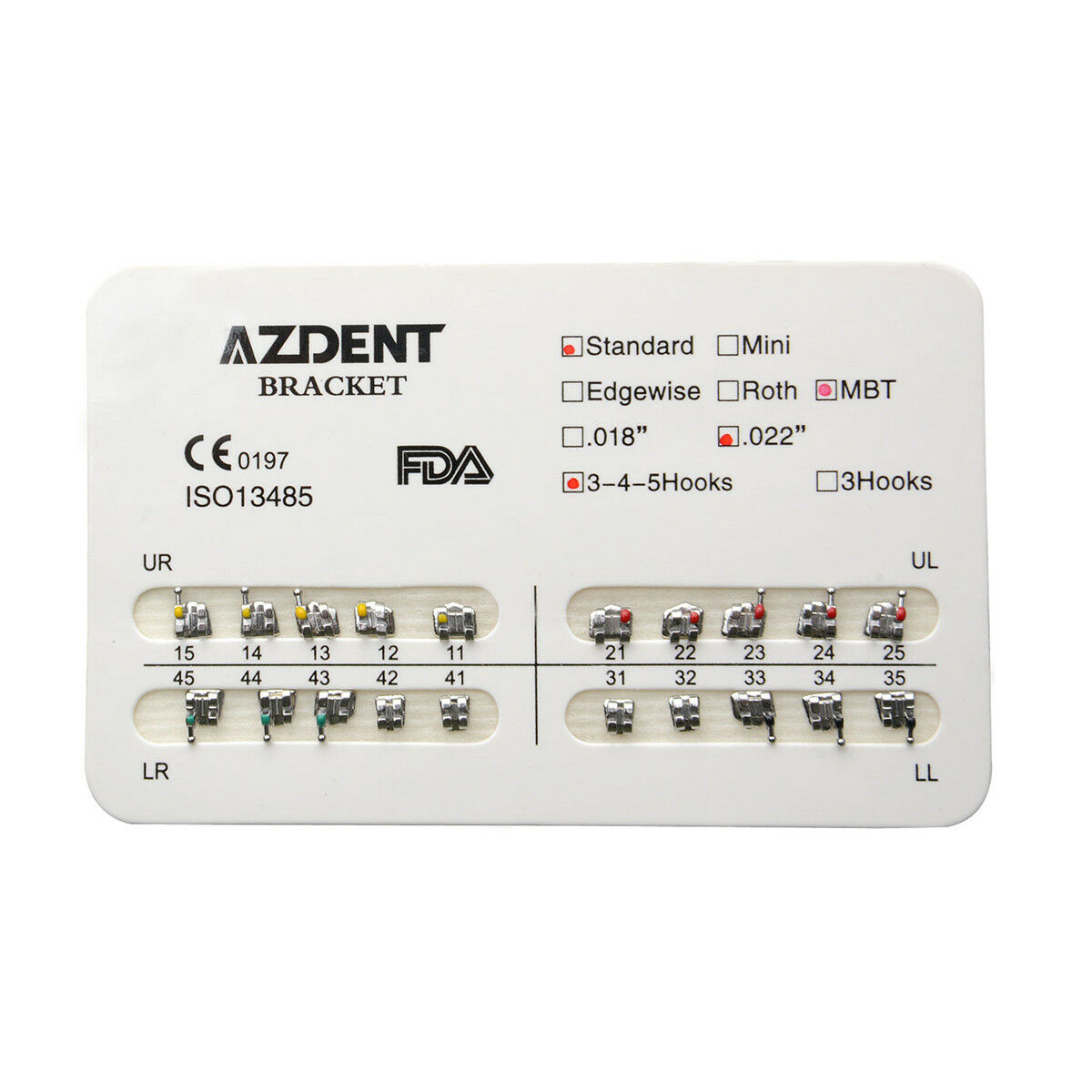200X Dental Orthodontic Metal Brackets Braces Standard MBT 022 Hooks 3 4 5 FDA